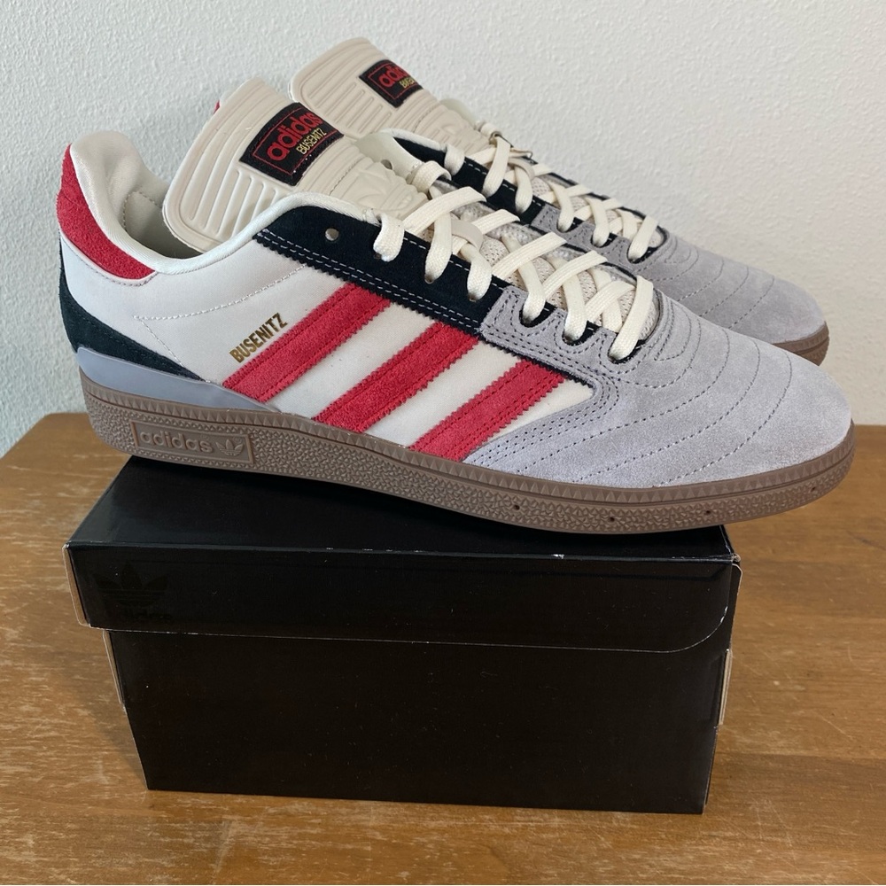 Adidas Busenitz Grey Red Black Suede Skateboarding Shoe - Size 12